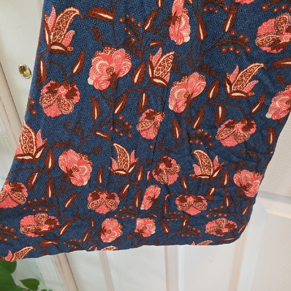 Anthropologie Blue Floral Wide-Leg Flare Pants - Picture 8 of 9